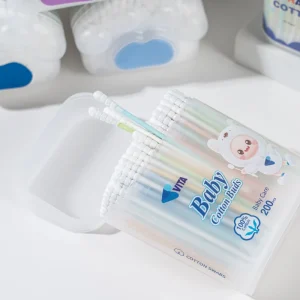 Custom 200pcs Paper Cotton Swabs Double ended Colorful Disposable Baby Cotton Buds Baby Use