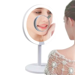 Custom 3X Magnification Smart Cosmetic Vanity Makeup Mirror Tabletop Nordic LED Makeup Mirror With Light