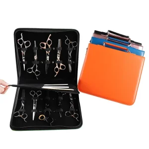 Custom Barber Tool Bag PU Leather Travel Makeup Carrying Case Hairdressing Scissors Storage Bag