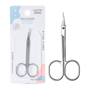 Custom Beauty Eyelash and Eyebrow Scissors A0410 Stainless Steel Curved Cuticle Scissor with Sharp Pointed Tip