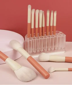 Custom Concealer Makeup Brush Set with Wood Handle 12PCS Vegan Synthetic Hair Cosmetic Brushes
