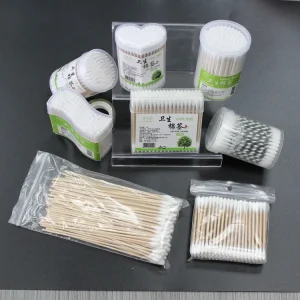 Custom Cotton Bud 100% Eco Friendly Bamboo Stick Cotton Swabs Double Round Head