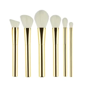 Custom Design Metal Gold Chrome Private Label 6pcs Makeup Brush Set Cover