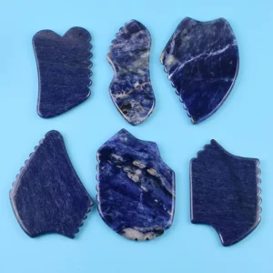 Custom Direct Supply OEM Brand Model LRYS Natural Fangna Stone Facial Massager Beauty Scraping Board Blue Vein Stone Jade Gua