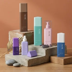 Custom Eco Friendly Triangle Shaped Elegance Plastic Cosmetic Bottle Containers Set Plastic with Lids