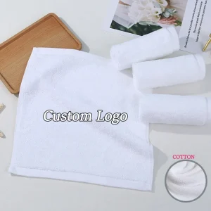 Custom Embroidery Logo Grey Cotton Towels Square Towel Nail Beauty Hair Salon Spa Barbershop Soft 30*30cm 35*35cm