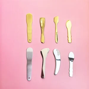 Custom Engraving Laser Logo 304 Stainless Steel Matte Spatula Face Skincare Spoon Eye Cream Spatula Scoop Metal Cosmetic Spatula