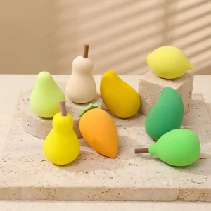 Custom Fruit Shapes Sponge Latex Free Washable Facial Beauty Egg & Mango shaped Makeup Sponge