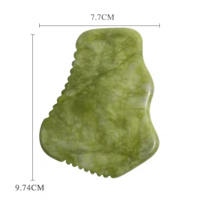 Custom Green Nephrite Gua Sha Stone With Teeth Quartz Real Jade Gua Sha Crystal Face Scraping Board