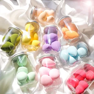 Custom High Quality 4Pcs Bottle Beauty Egg Puff Latex Free Powder Foundation Blending Makeup Sponge