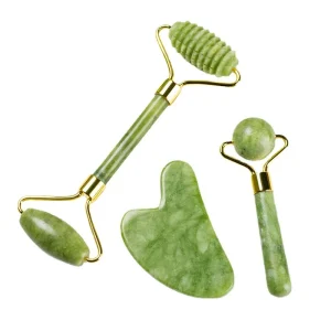 Custom High Quality Massager Jade Roller and Gua Sha Tool Natural Stone Spa Set for Wellness Relaxation