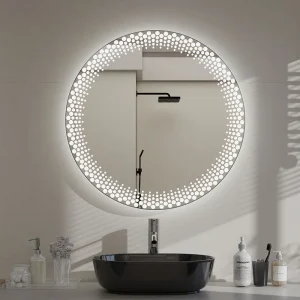 Custom Hotel Round Smart LED Bathroom Mirror Anti Fog Dimmable Touch Control Backlit Wall Mount for Bathroom Living Room