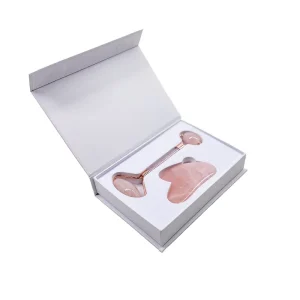 Custom Jade Stone Gua Sha Natural Facial Massage Crystal Roller Set Rose Quartz Face and Neck Skin Care Tools
