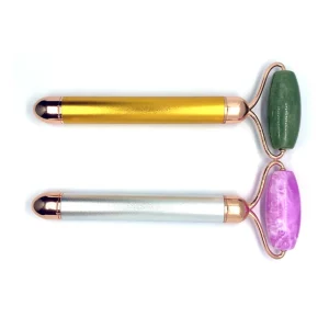 Custom Jade & Zinc Alloy Luxury Metal Texture Anti Aging Beauty Roller with V face for Facial Massage and Whitening
