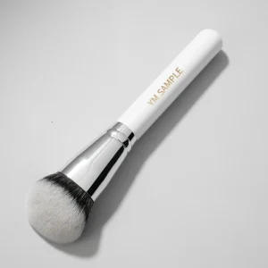 Custom LOGO White Wood Handle Kabuki Oblique Makeup Brush for Concealer Liquid Foundation