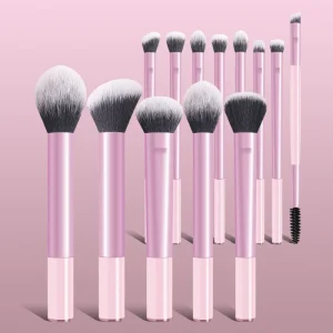 Custom Logo 13Pcs Double Ended Makeup Brush Set Premium Synthetic Fiber Foundation Blush Cosmetic Brushes OEM ODM