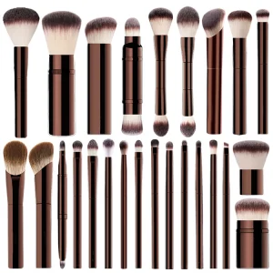Custom Logo 19pcs Cruelty Free Vegan Luxury Makeup Brush Set Hourglass Series Other Handle Fan Brush Flat Style Face Use