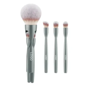 Custom Logo 4 in 1 Multifunctional Synthetic Hair Makeup Brush Set Plastic Handle Magnetic Blush Lip Gloss Applicator
