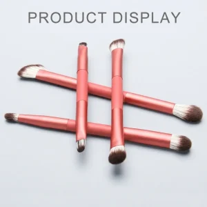 Custom Logo 4pcs Dual Contour Flat Brush Eyeliner Lip Liner Synthetic Professional Private Label Luxury Vegan Makeup Brush Set