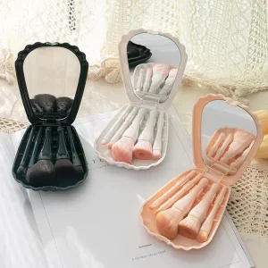 Custom Logo 5Pcs Professional Makeup Brush Portable Foundation Brush Personalized Design Box Makeup Brush Set with Mirror