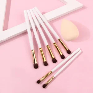 Custom Logo 7Pcs Wooden Handle Blending Brush Eyeshadow Soft Horse Hair Eyeshadow Brushes Private Label Eyeshadow Brush Bulk