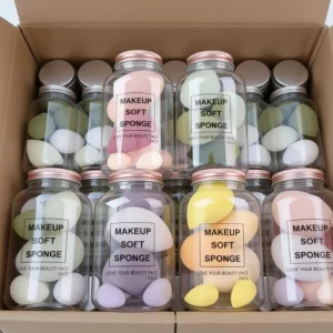 Custom Logo 7pcs Latex Free Multi Colored Beauty Sponges Makeup Sponge Set with Bottle
