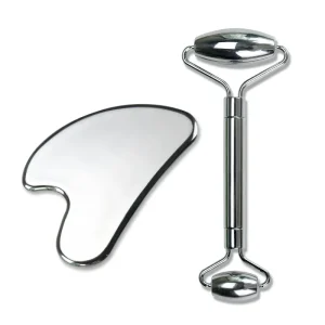 Custom Logo Anti Aging and Whitening Facial Tool Massage Set Natural Crystal Jade Roller and Gua Sha for Face