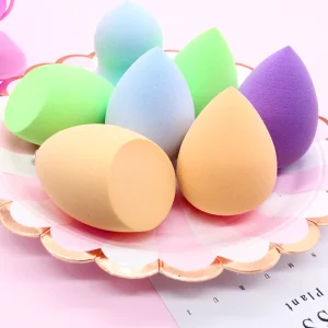 Custom Logo Colorful Makeup Sponge Latex Free Multi Shape Dry Wet Uses Foundation Blush Makeup Sponge Ball With Stand