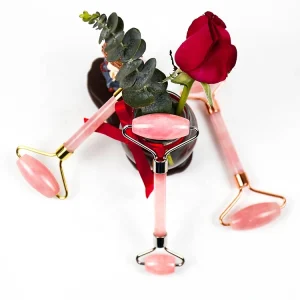 Custom Logo Crystal Stone Pink Rose Quartz Face Jade Roller Facial Massager Face Massage Roller Jade Roller Gua Sha Set