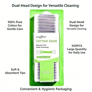 Custom Logo Ear Cleaning 500pcs Cotton Swabs Paper Stick Cotton Bud with Suction Card Package