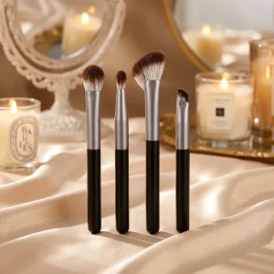 Custom Logo Eyeliner Lip Liner Synthetic Professional Private Label Luxury Vegan Makeup Brush Set 4pcs Dual Contour Flat Brush