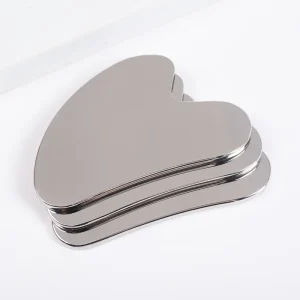 Custom Logo Face Neck Scraping Physical Therapy Skin Lifting Anti puffiness Tool Stainless Steel Metal Gua Sha Board