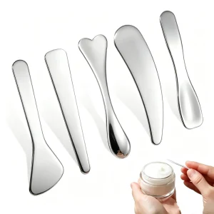 Custom Logo High Quality Jar Face Cream Mixing Scoop Mini Large Silver Makeup Spoon Facial Cosmetic Spatula for Cosmetics