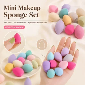 Custom Logo Hydrophilic PU Wet Dry Mini Colorful Powder Puff Makeup Blender Sponge Makeup Sponge