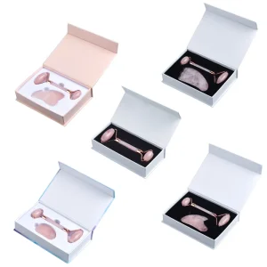 Custom Logo Jade Face Roller Gua Sha Skincare Tool Kit Gift Packaging Box Facial Roller and Guasha Massage Set Packing Box