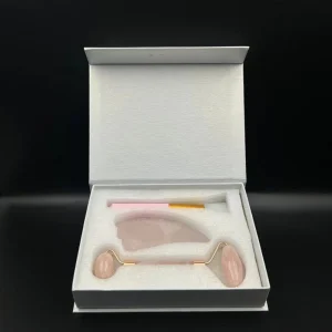 Custom Logo Jade Roller Gua Sha Set Rigid Box with Sponge Liner and Matt Lamination
