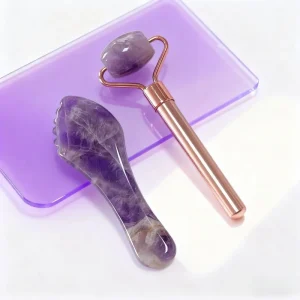 Custom Logo OEM Brand Model 77 Pure Quartz Natural Scrap Green Jade Facial Massager Gua Sha Face Roller Spa Tool Set