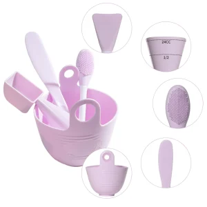 Custom Logo Silicone Mask Bowl Set Mask Brush Spoon Bowl Suit Applicator Diy 4 Pcs Spa Facial Mask Mixing Bowl Kit SY576