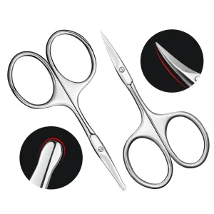 Custom Logo Small Beauty Professional Beauty Care Eyebrow Scissors Stainless Steel Cosmetic Makeup Tool Gold Scissors for Lash