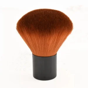 Custom Logo Small Mini Powder Travel Mushroom Kabuki Makeup Brush with Synthetic Hair and Metal Handle Single Brush
