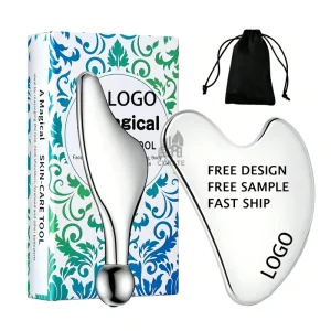 Custom Logo Stainless Steel Gua Sha Facial Tool Metal Gua Sha Board for Face Tightening Jawline Sculpting and Puffiness Reducing