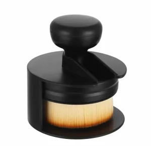 Custom Logo Synthetic Hair Concealer Flat Kabuki Brush Nail Dust Single Blusher Powder Foundation Makeup Brush With Container