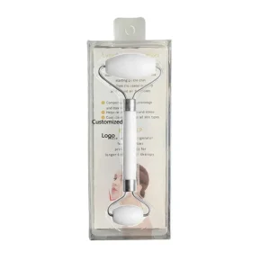 Custom Logo Whitening Face Roller 100% Natural Jade Stone Eye Massager White Jade Roller Package Face Lift Skin