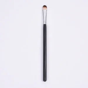Custom Logo Wood Handle Top Synthetic Hair Cosmetic Eyeshadow Concealer Smudge Brush Single Curved Makeup