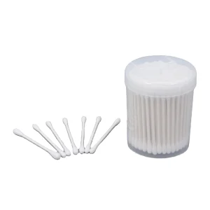 Custom Medical Cotton Swab 300PCS ETO Disinfecting Wood Stick for Ear Cleaning Absorbent Cotton Bud
