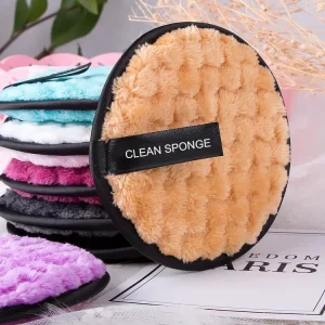 Custom Microfiber Makeup Remover Pad Facial Cleaning Round Reusable Makeup Cleaning Puff Removal Sponge