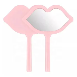Custom Mini Lip Shape Mirror New Design Handle Cosmetic Mirrors Handheld Makeup Mirror