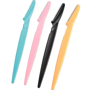 Custom Multipurpose Portable Stainless Steel Eyebrow Razor with Slanted Blade Trimmer & Cover OEM ODM Available