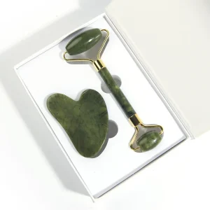 Custom Natural Jade Gua Sha Tool Heart Shape Jade Roller Guasha Effective Lymphatic Massage Scraper for Body and Facial