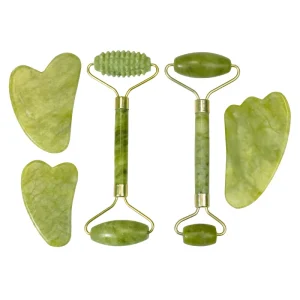 Custom Natural Jade Guasha Beauty Tool Face Roller Facial Massage Roller Green Jade Roller